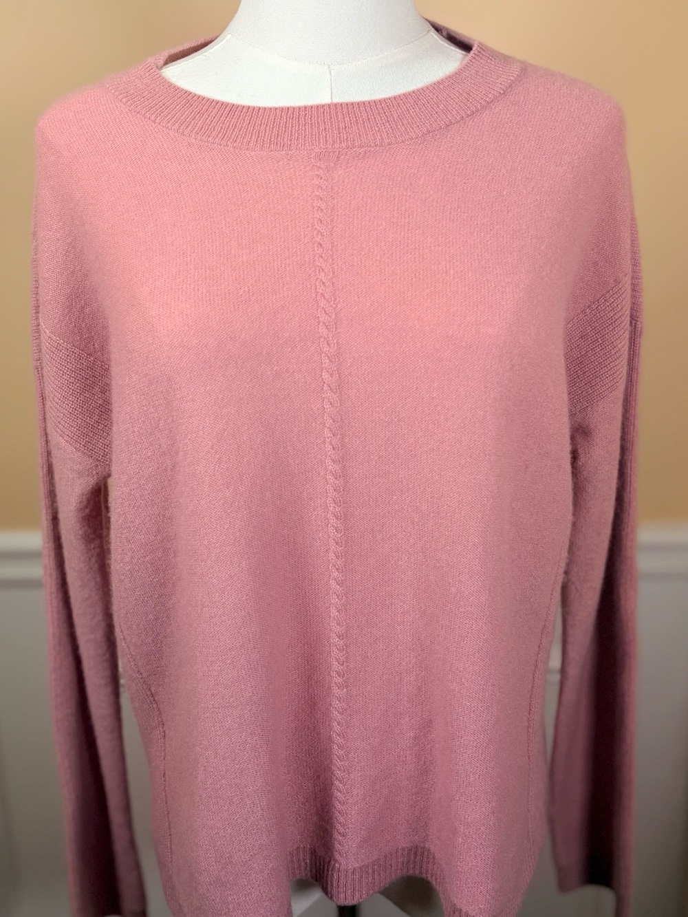 🌸 Magaschoni 100% Cashmere Dusty Rose Crewneck Sweater Size S